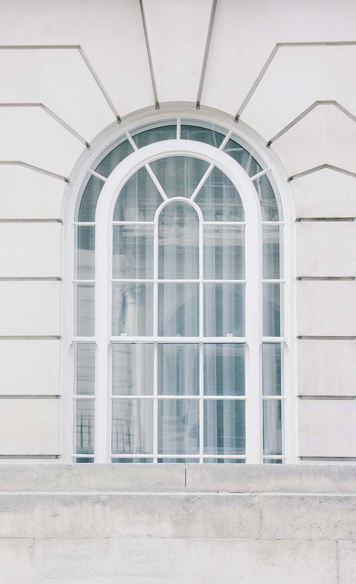 london glass window with white steel frame white