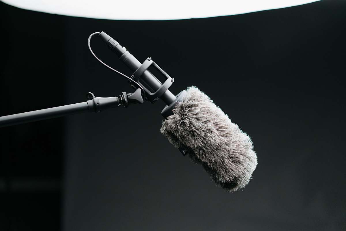 red gray microphone with filter create