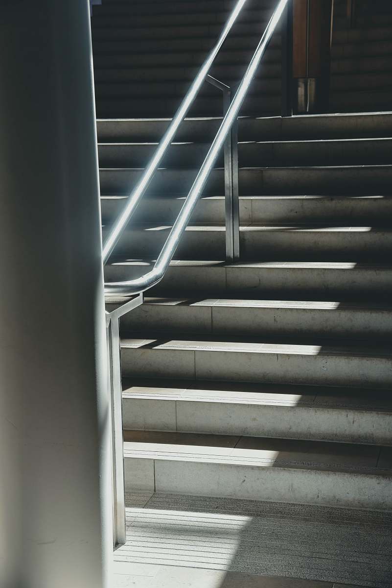 Banister Gray Concrete Stairs Staircase Image Free Photo