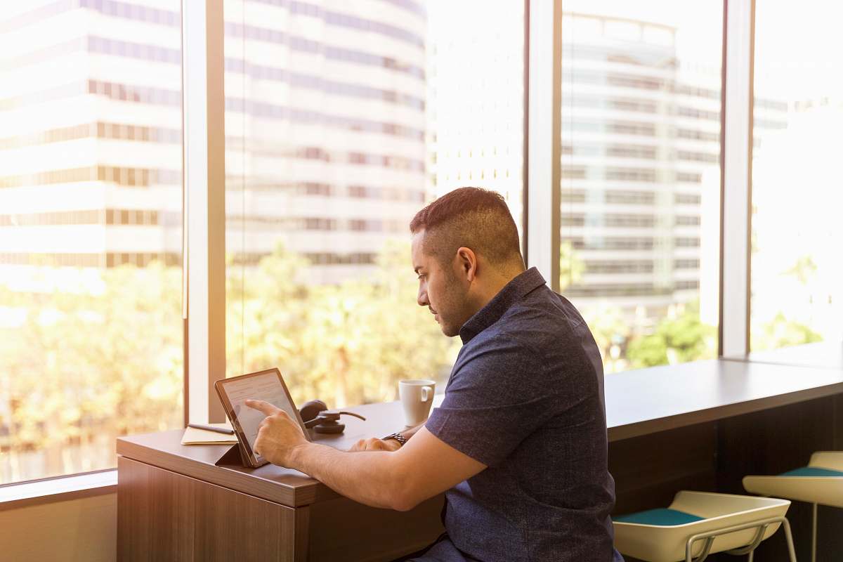 people man using tablet computer person