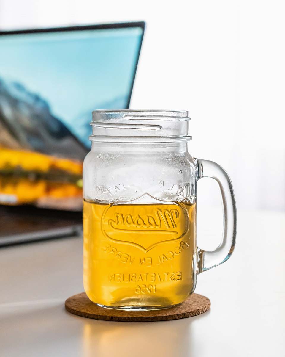 glass clear mason jar with handle beverage