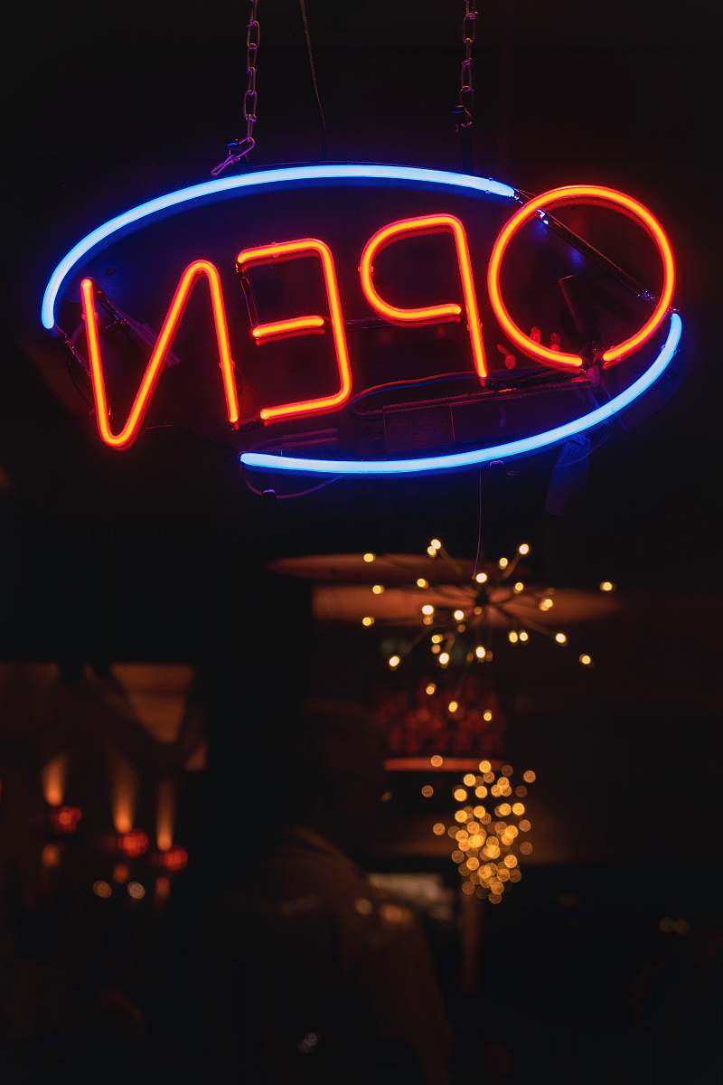 light orange OPEN neon sign paso robles