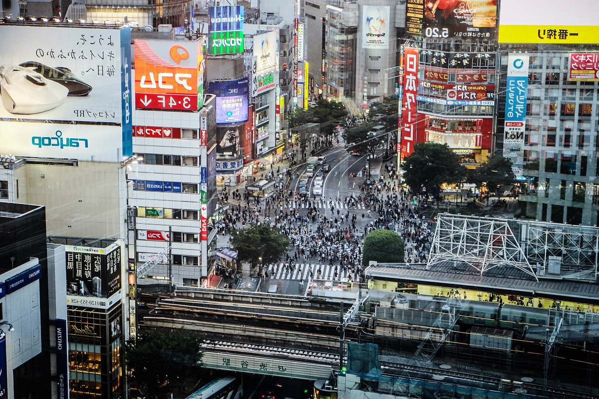 japan aerial view of buildings on city urban