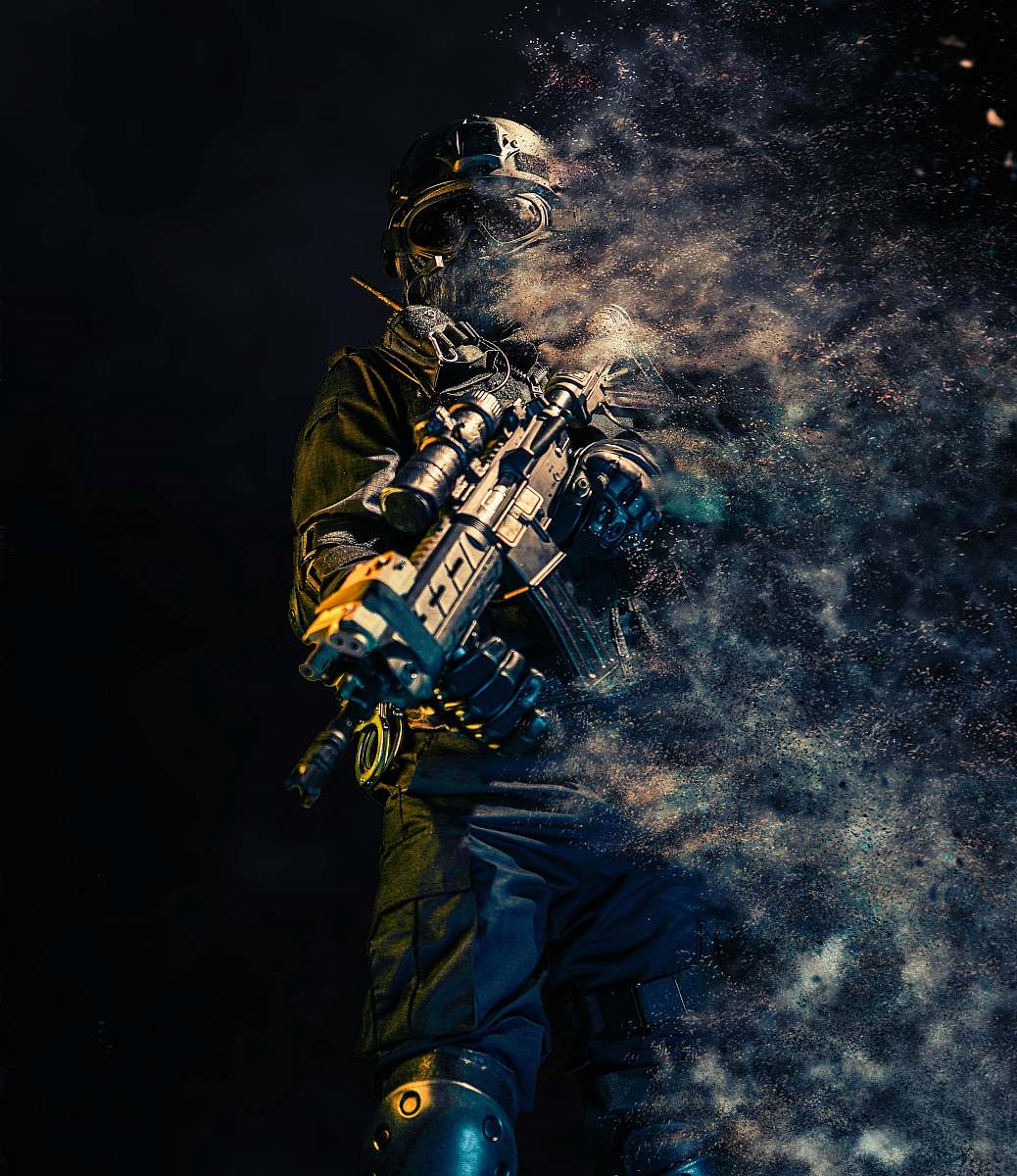 human man holding rifle wallpaper helmet