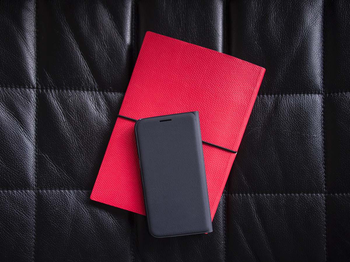 notebook gray leather phone case phone
