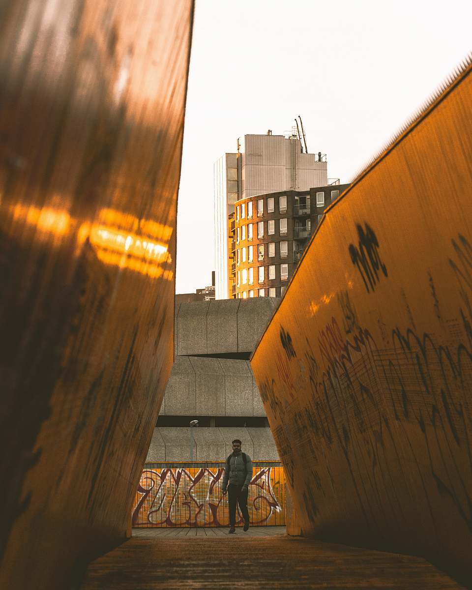netherlands man walking inward hallway city
