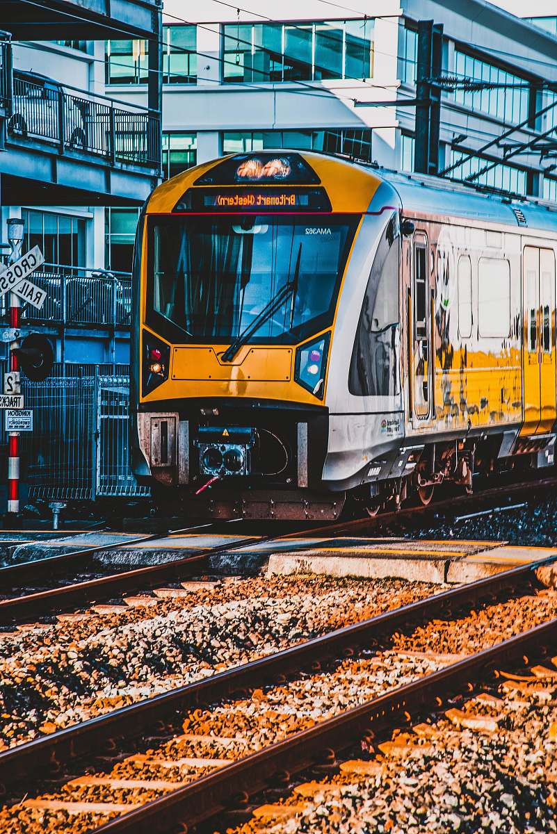 transportation yellow, black and gray train vehicle
