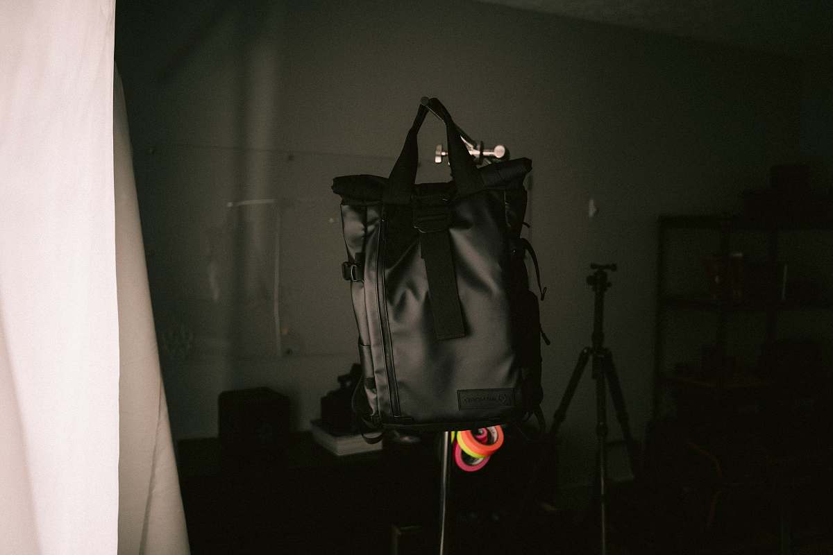 backpack black fabric bag bag