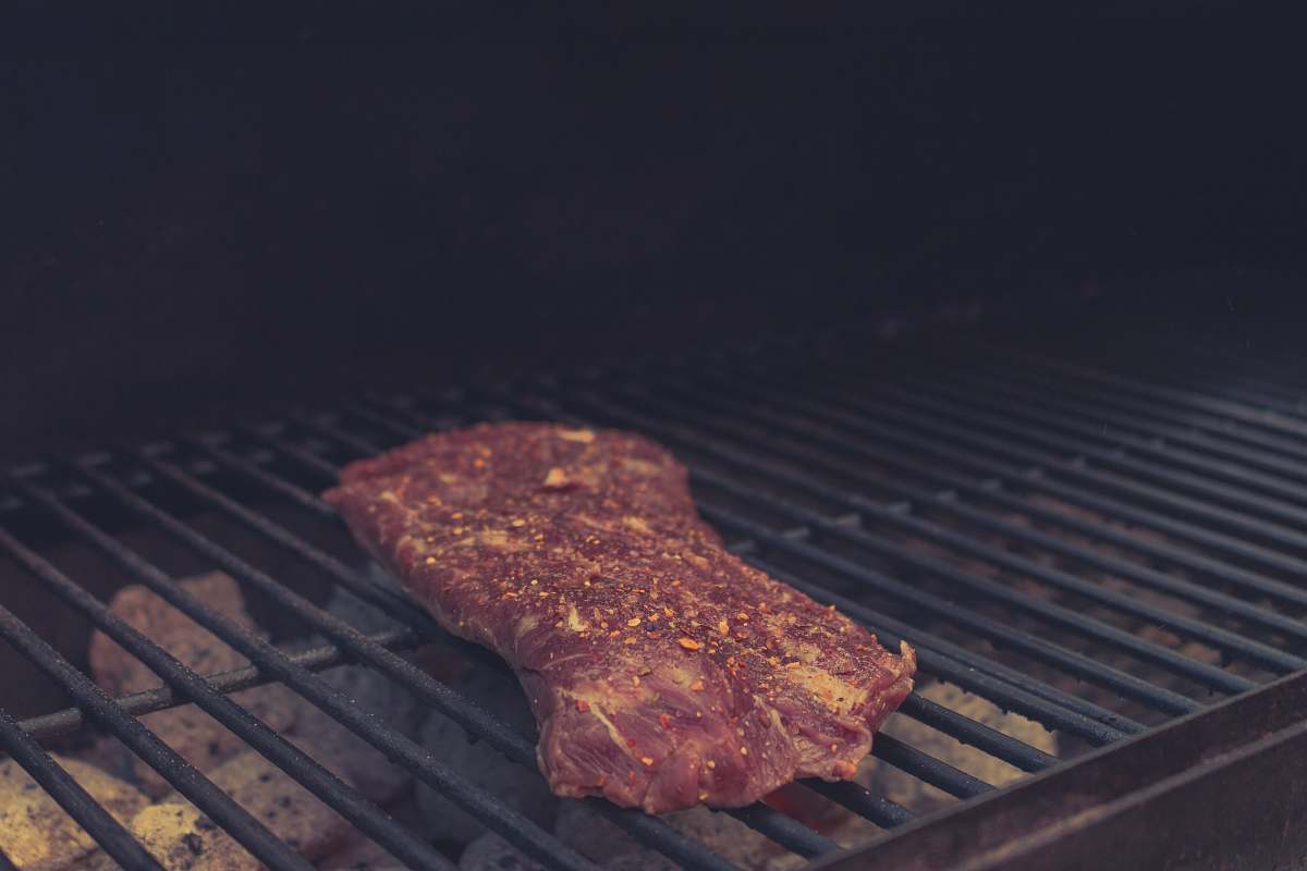 food grilled meat on charcoal grill barbecue