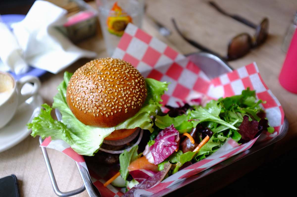 food hamburger with tray lunch