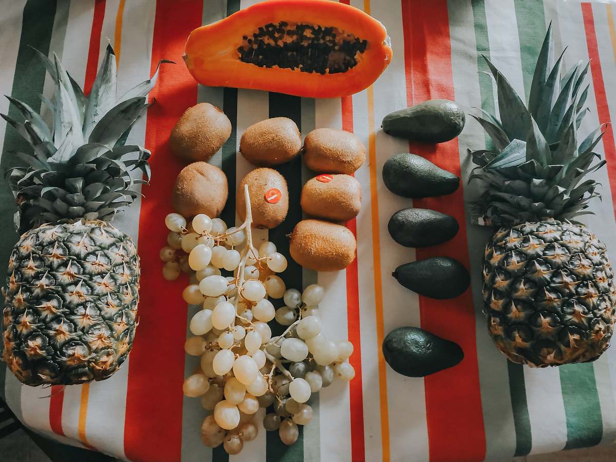 fruit assorted-color fruit lot pineapple