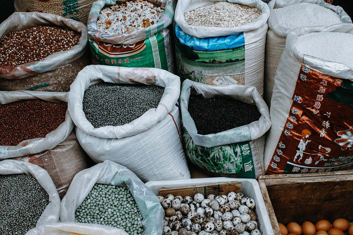 bean assorted labeled sacks flora