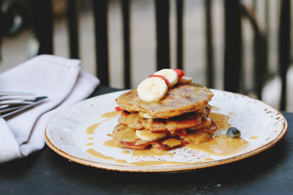 pancake baked patty in plate pancakes
