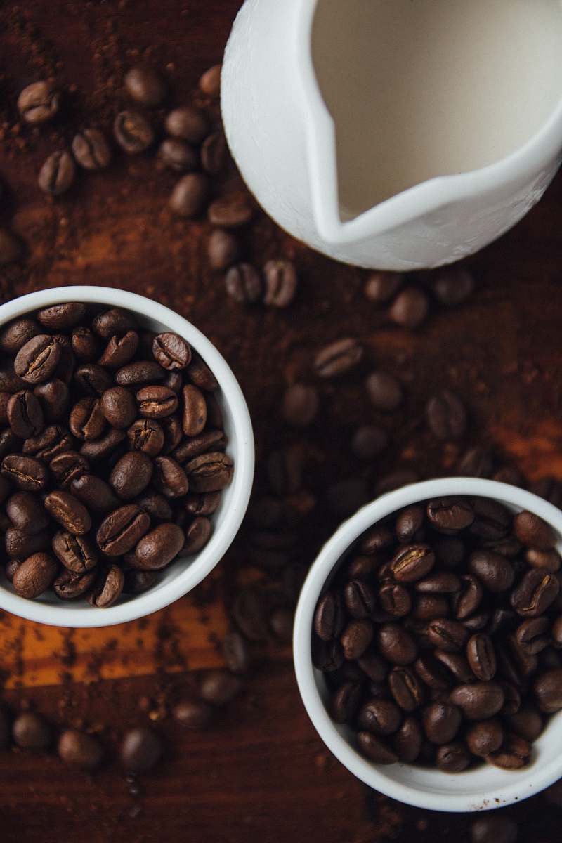 coffee black coffee beans in ceramic mugs bean