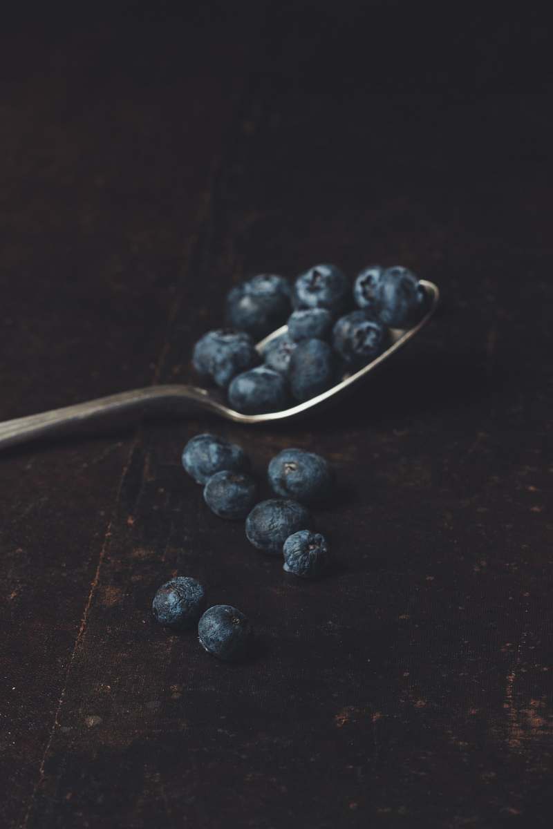 fruit blueberry on spoon blueberry