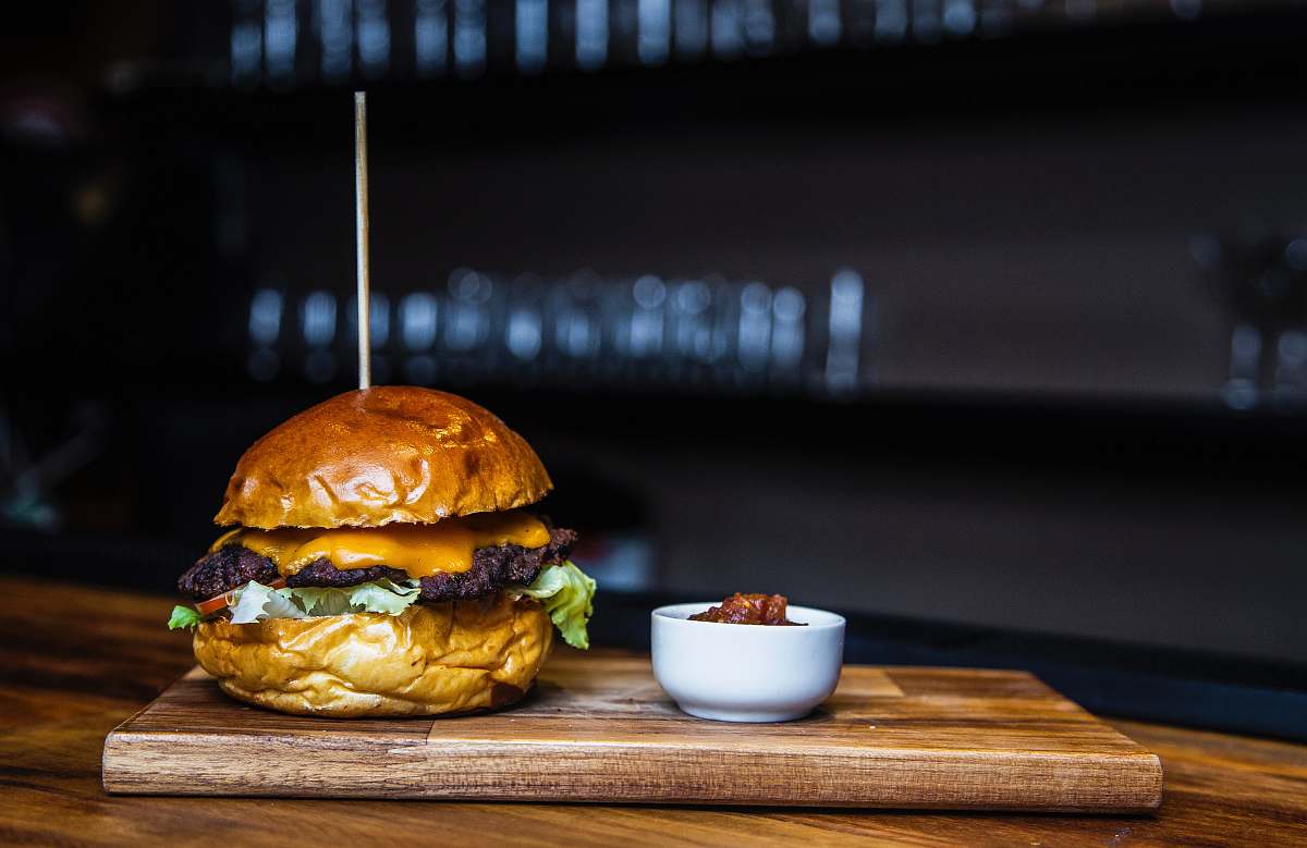 bowl burger with meat and lettuce burger