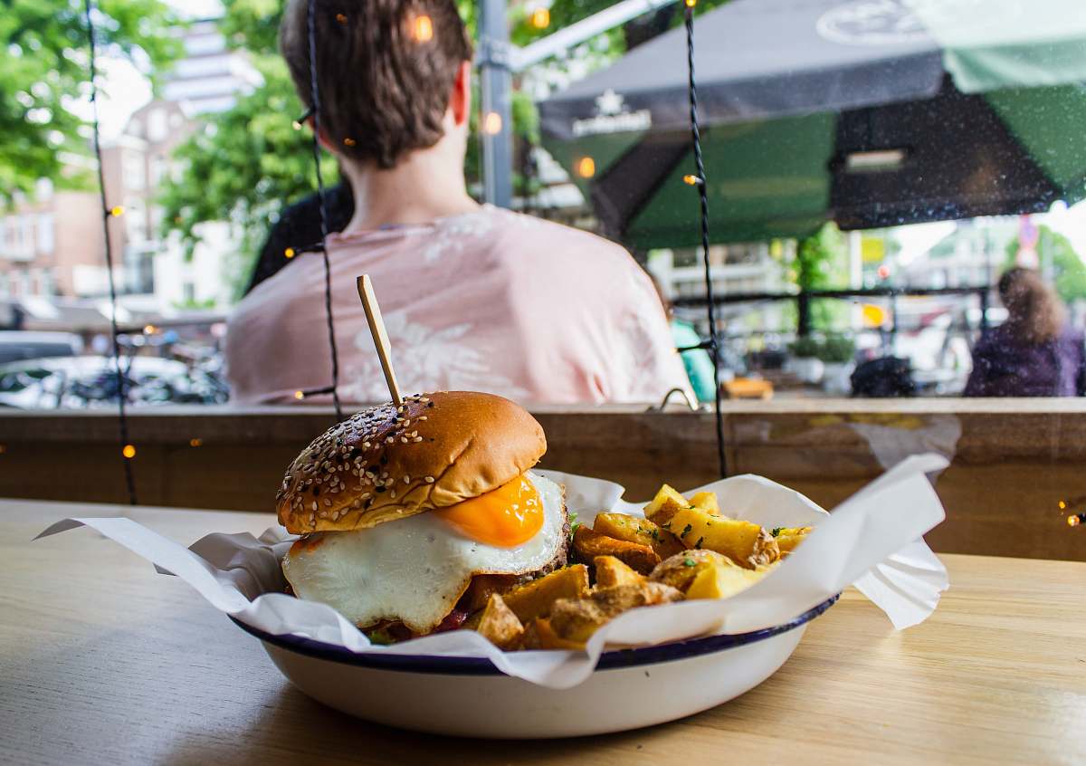 burger burger with sunny side up egg human