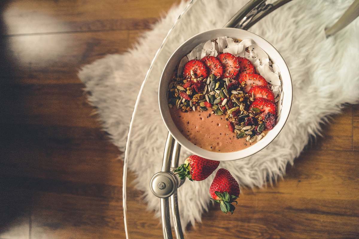 fruit cereal with sliced strawberries strawberry