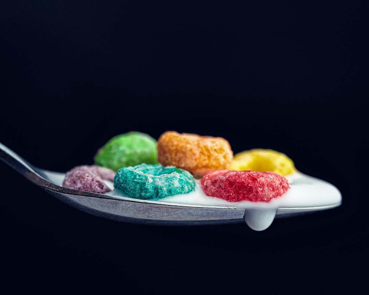 confectionery cereals on spoon sweets