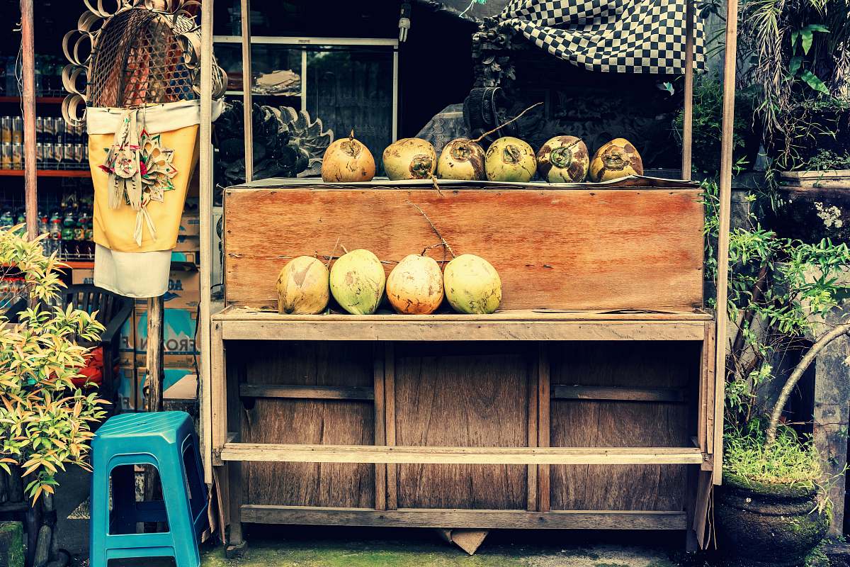 fruit coconut fruit on stall melon
