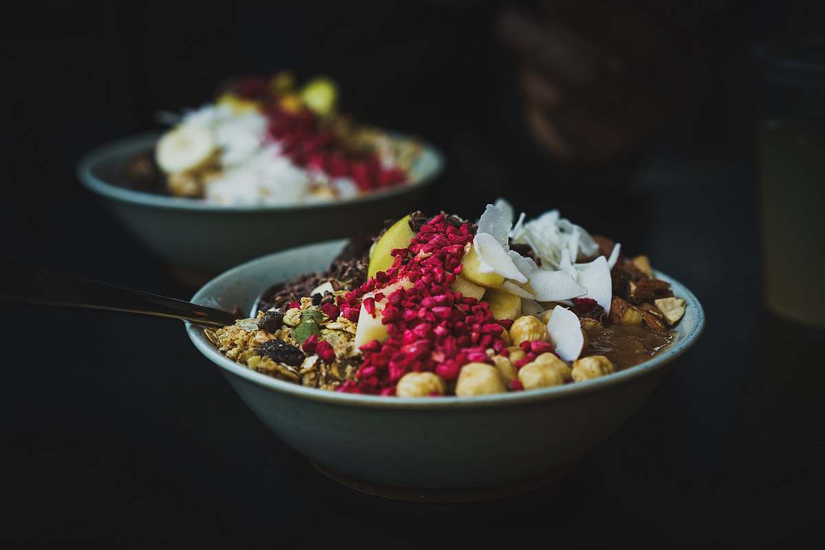 bowl cooked food on white ceramic bowl healthy