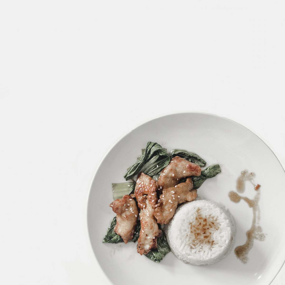 seasoning cooked meat with rice sesame