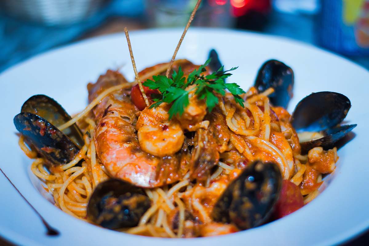 lobster cooked shrimps in bowl seafood