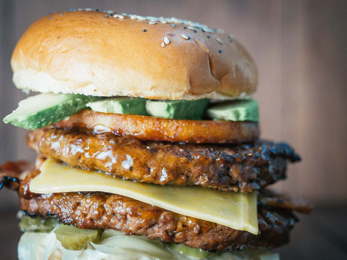 burger double patty cheese burger brown