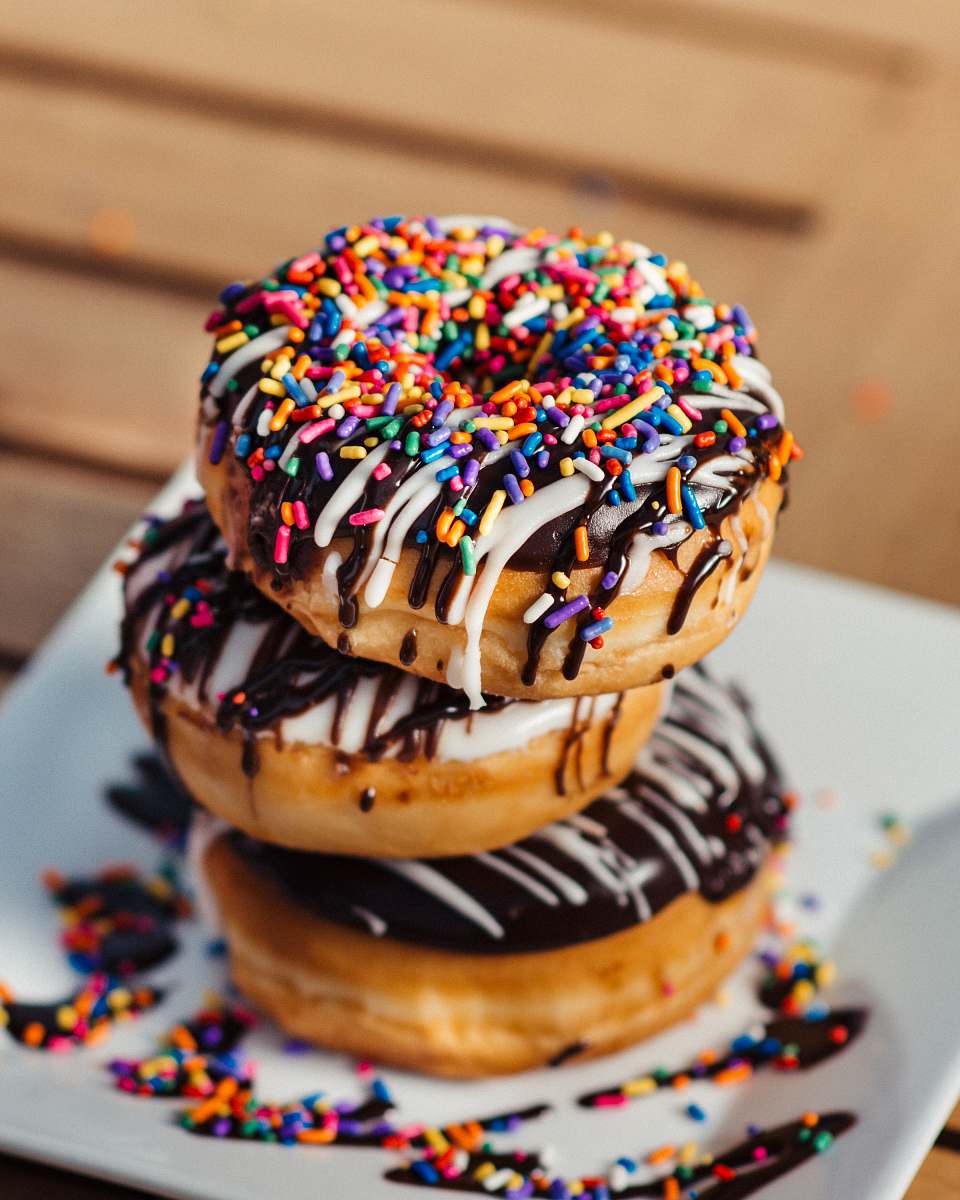 burger doughnut with toppings cake