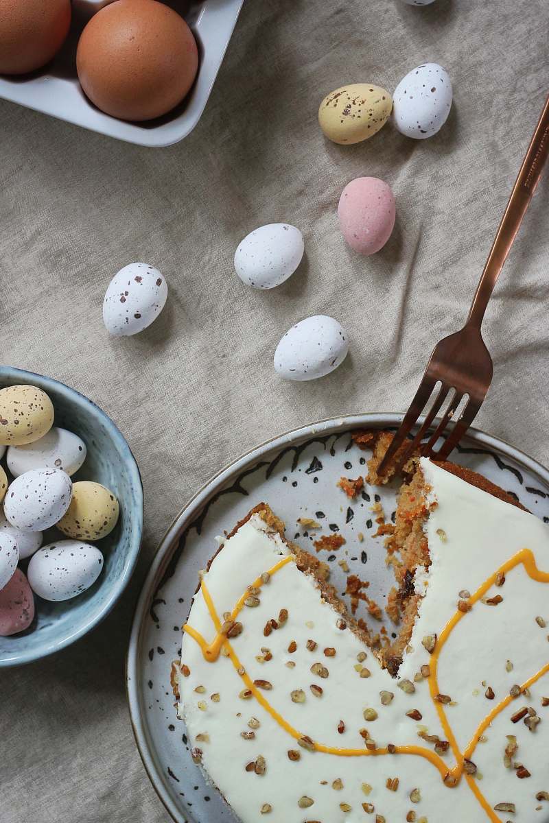 egg eaten cake beside eggs dish