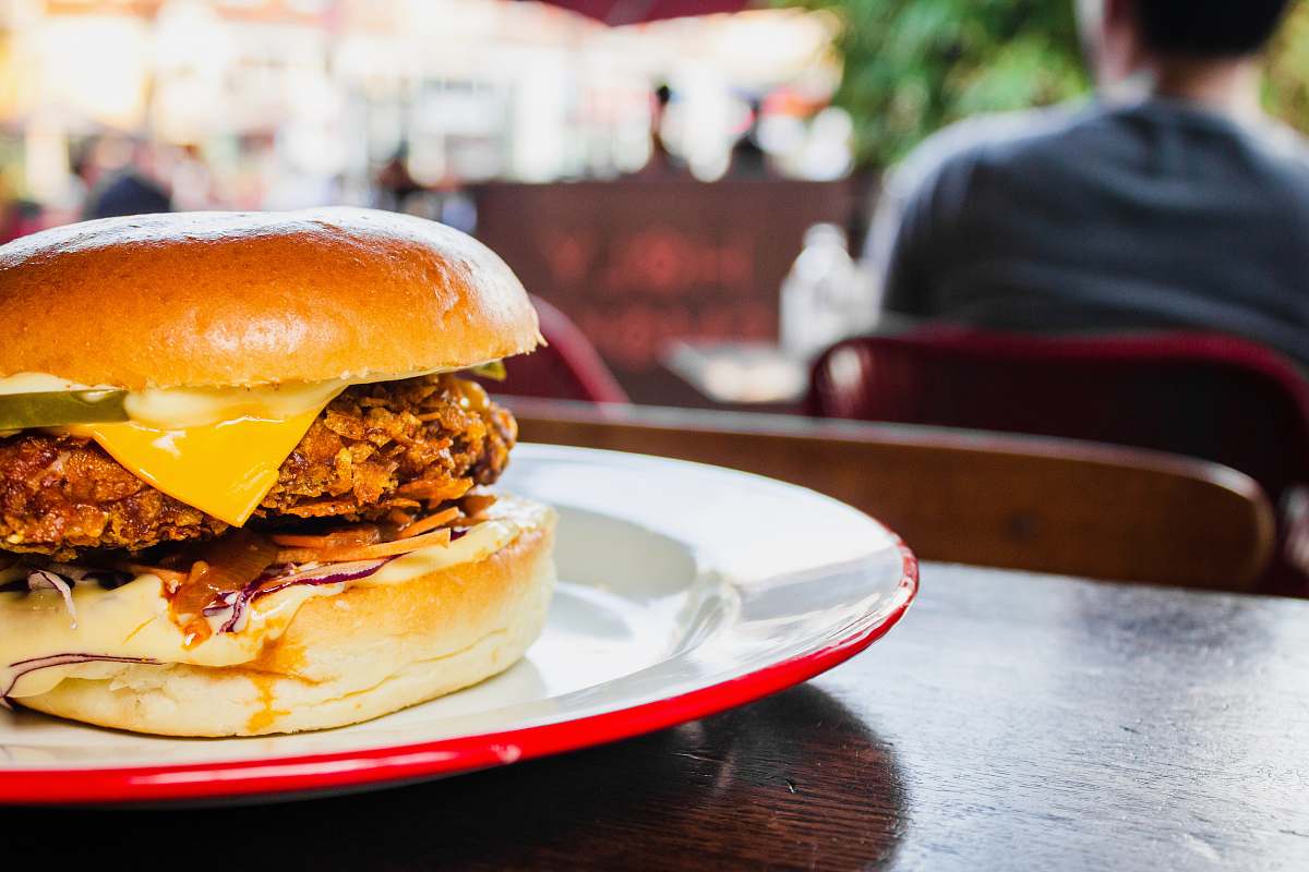 burger food photography of meat burger with cheese human