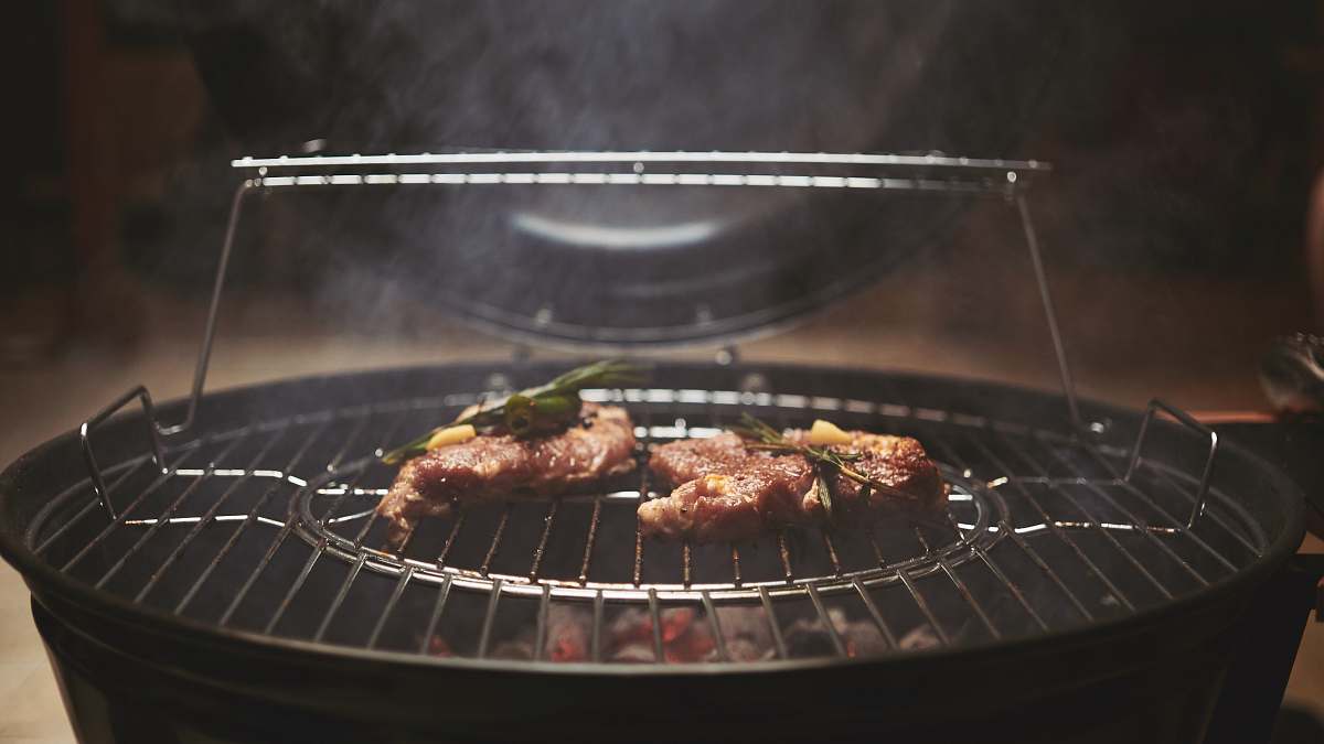 bbq grilled meat on grill steak