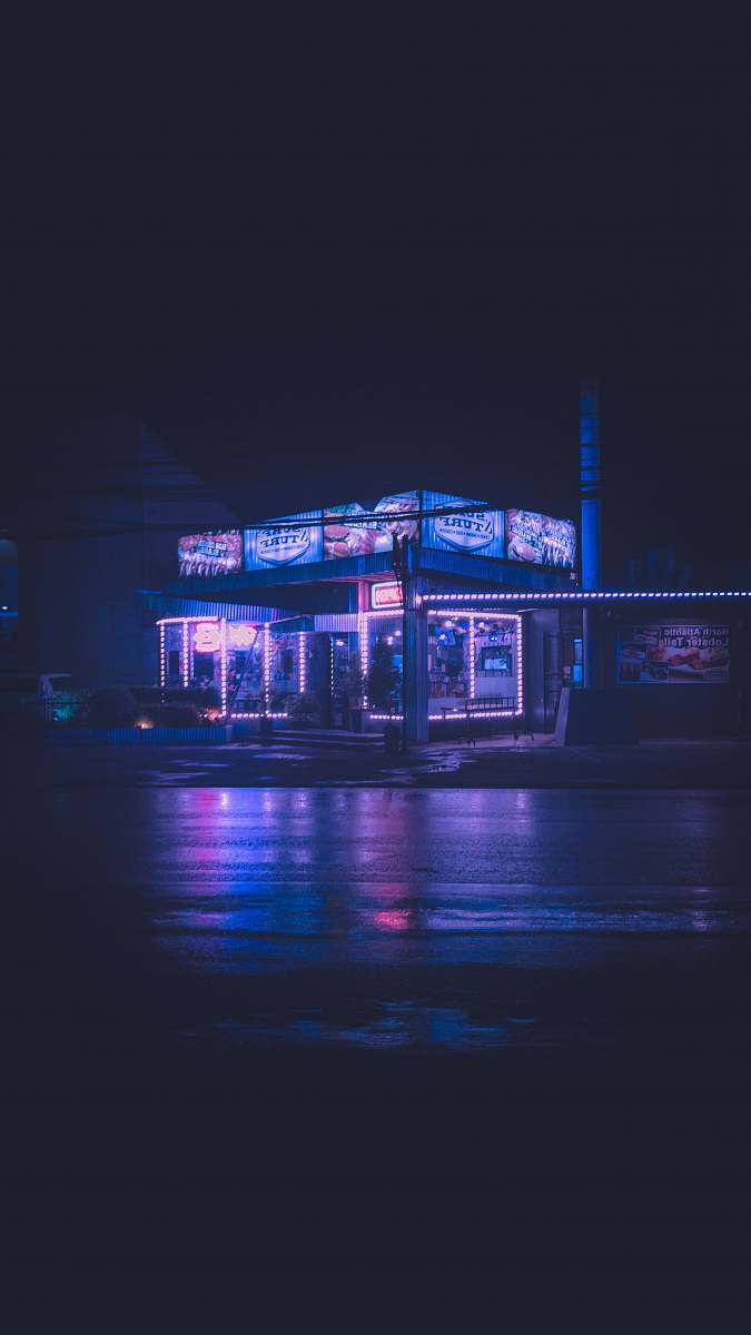 meal house showing lighted lamps during night time lighting