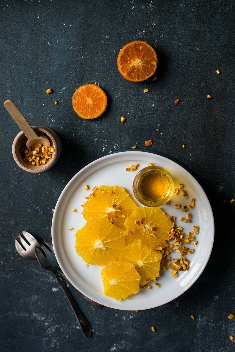 honey lemon serve on white plate orange