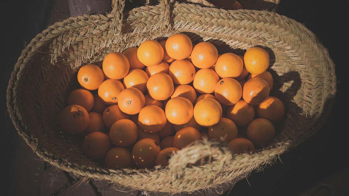 fruit orange fruits on basket orange