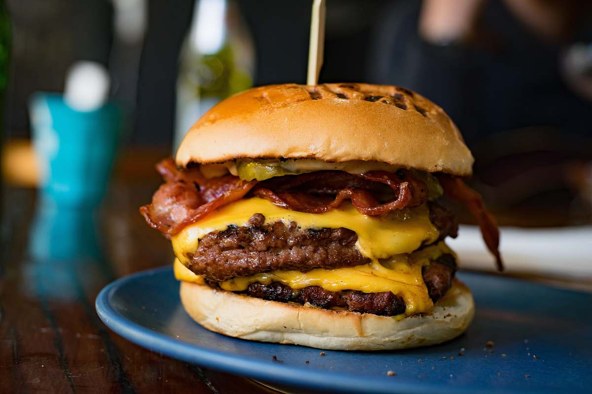 burger plate of hamburger human