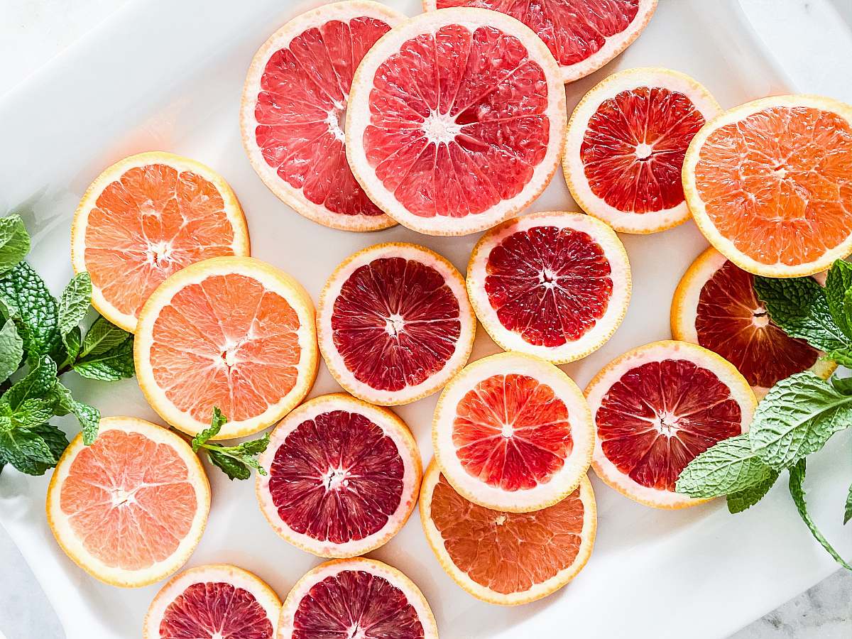 fruit red and orange grapefruits citrus fruit