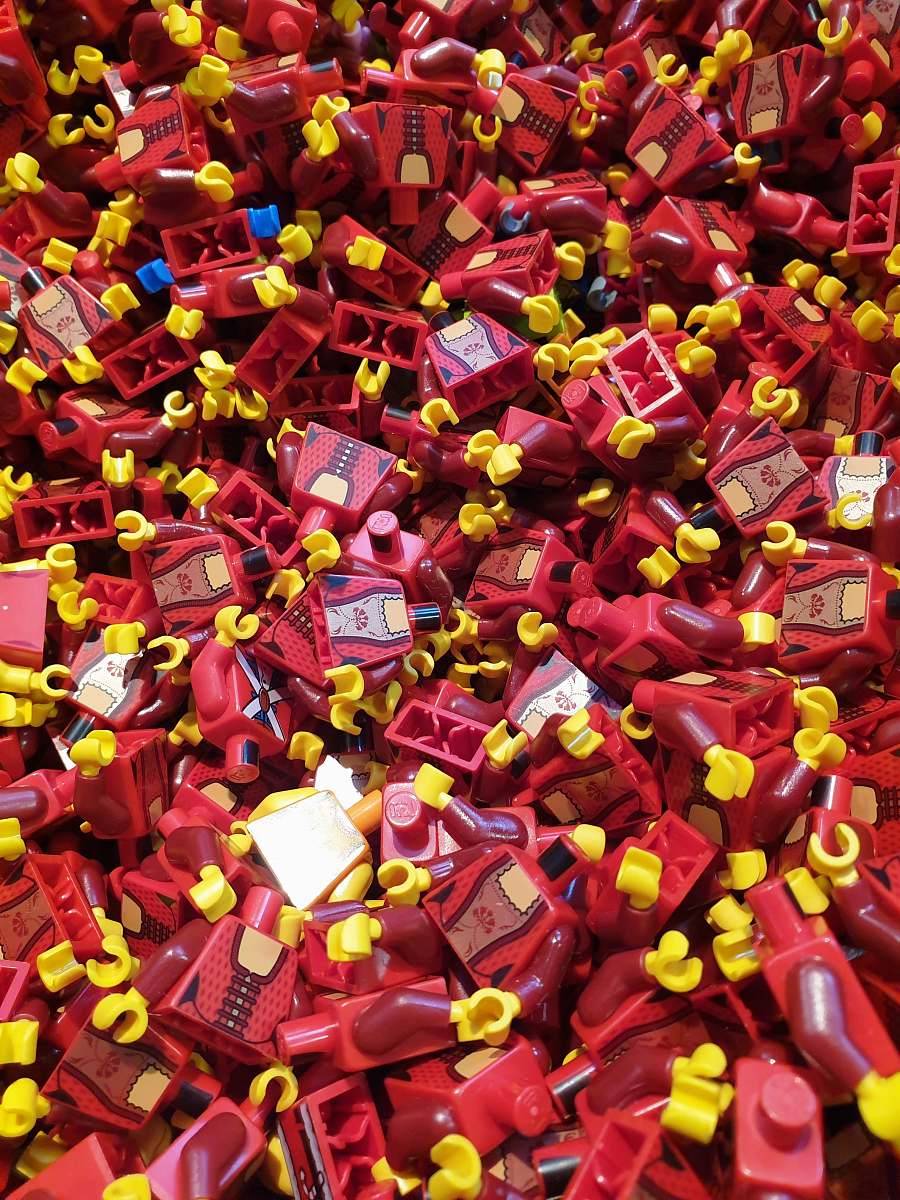 confectionery red and yellow plastic block lot sweets