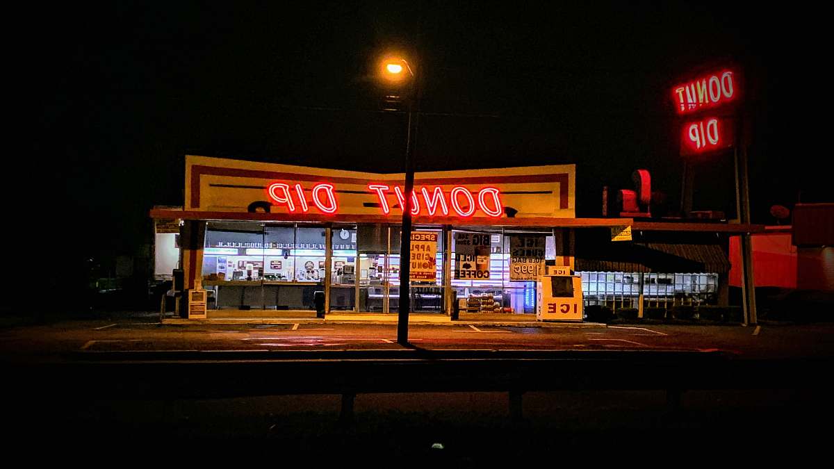 meal red Donut Dip neon sign restaurant