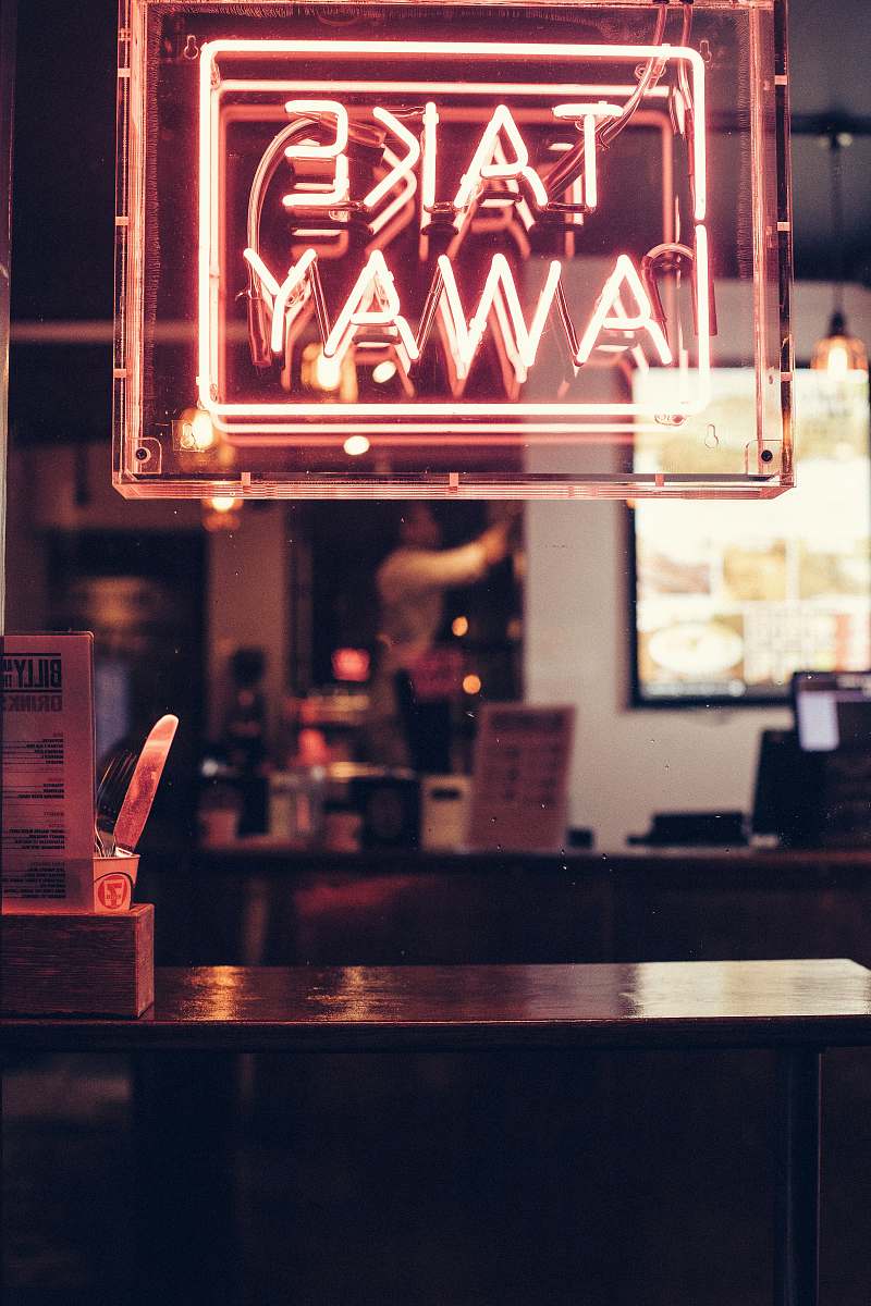 neon red Take Away neon signage restaurant