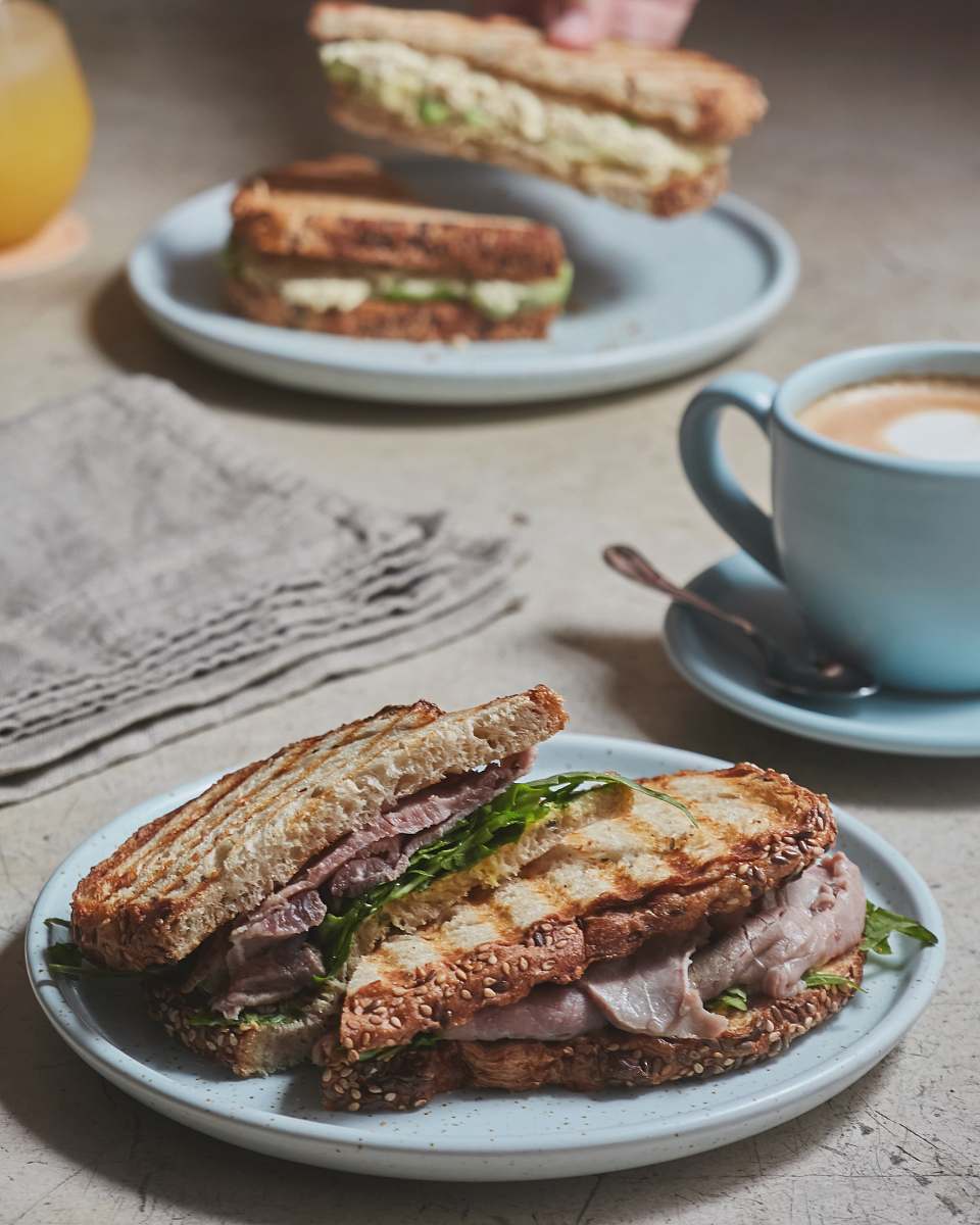 spoon sandwich on plate cutlery