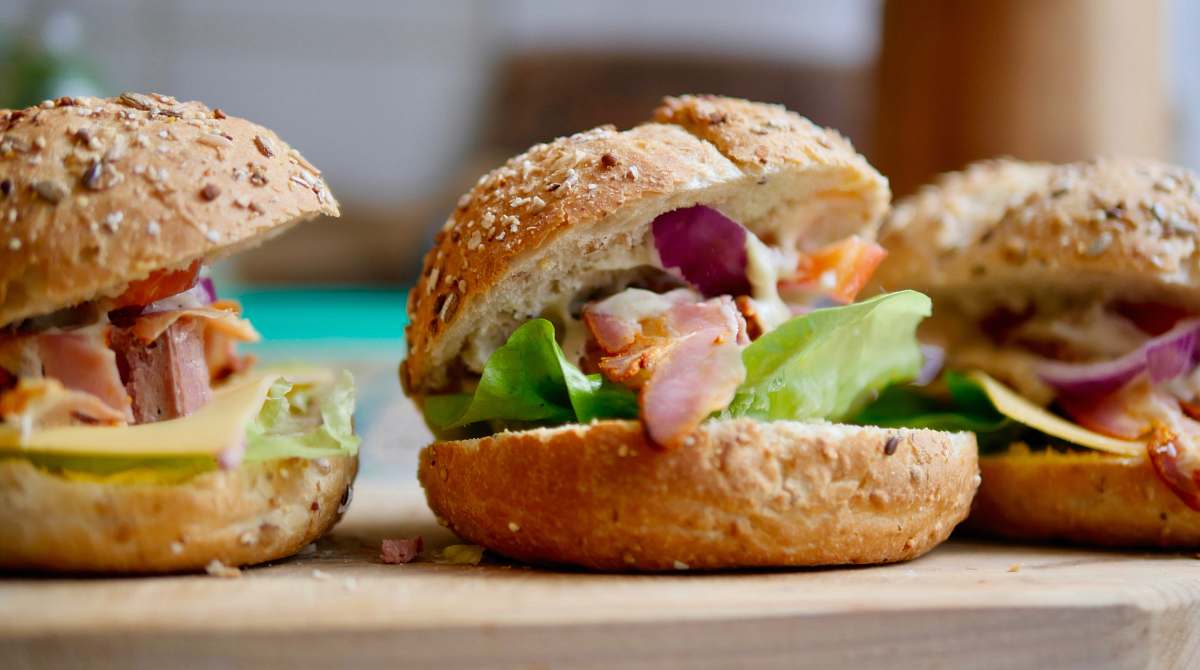 burger several vegetarian burgers bread