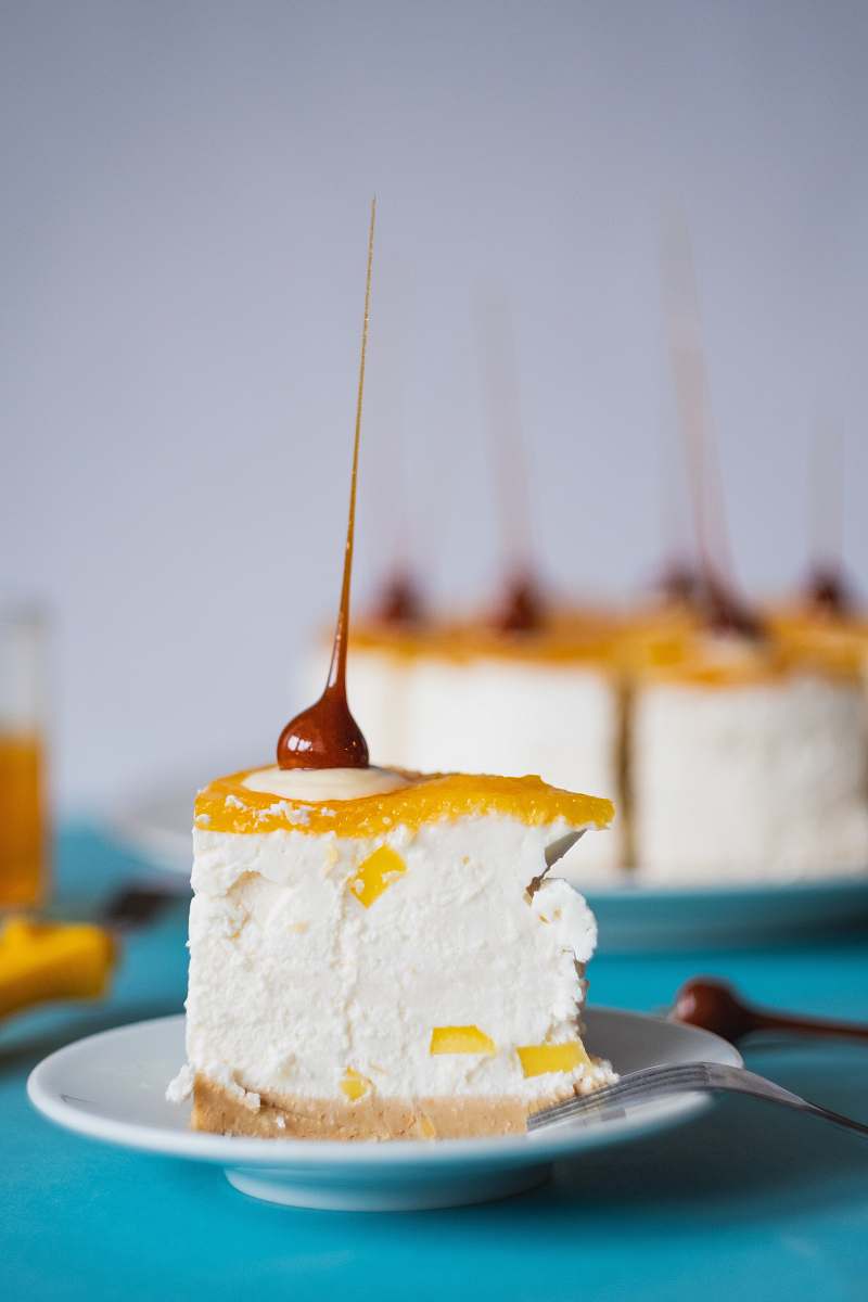 dessert slice of cake on plate caramel