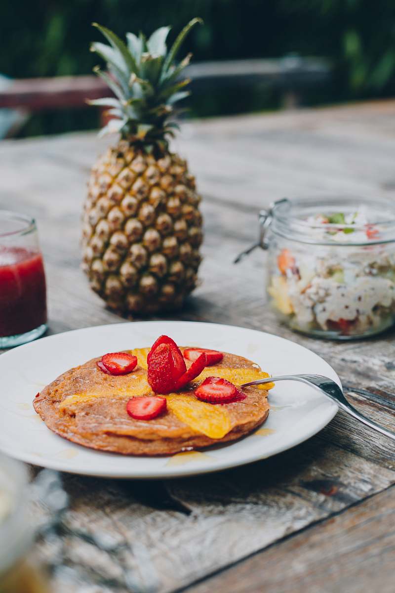 fruit sliced strawberries pineapple
