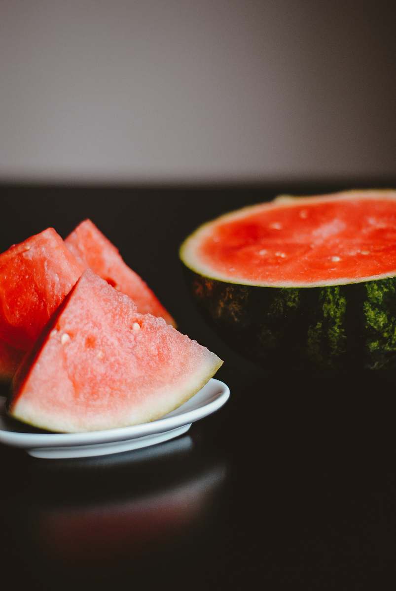 fruit sliced watermelon on plate watermelon
