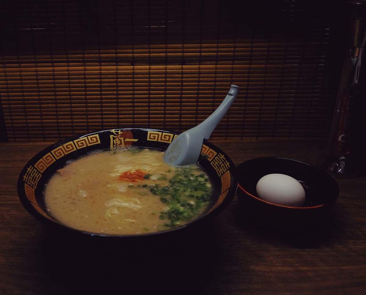 bowl soup in black ceramic bowl dish