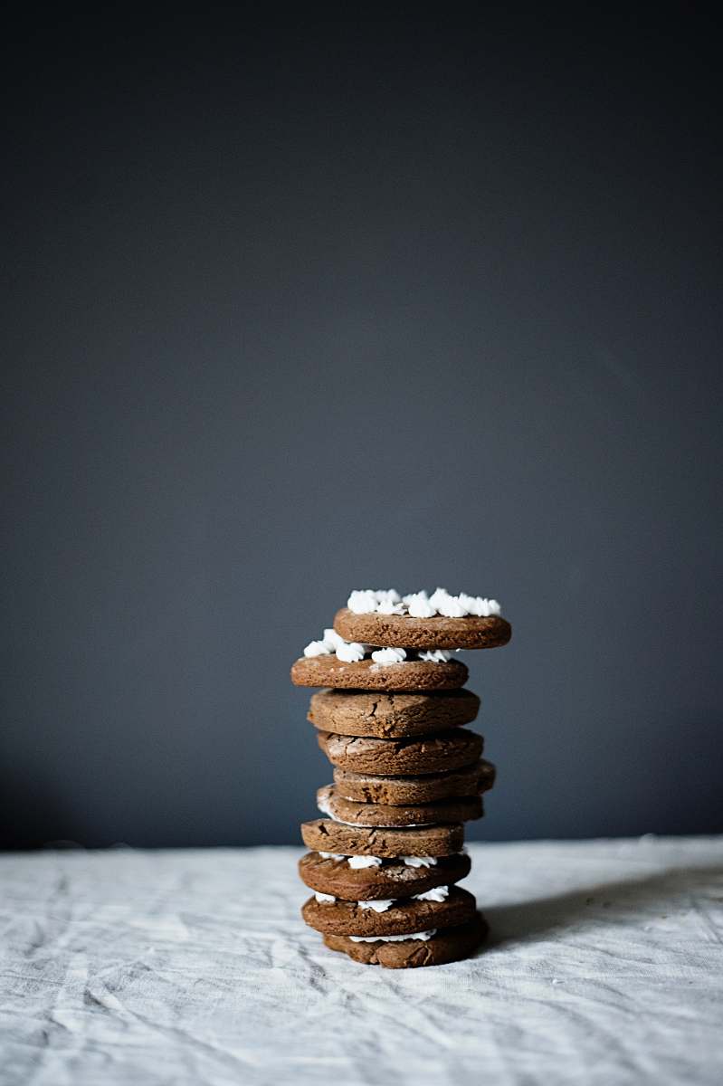 bread stacked cookies on grey surface cracker