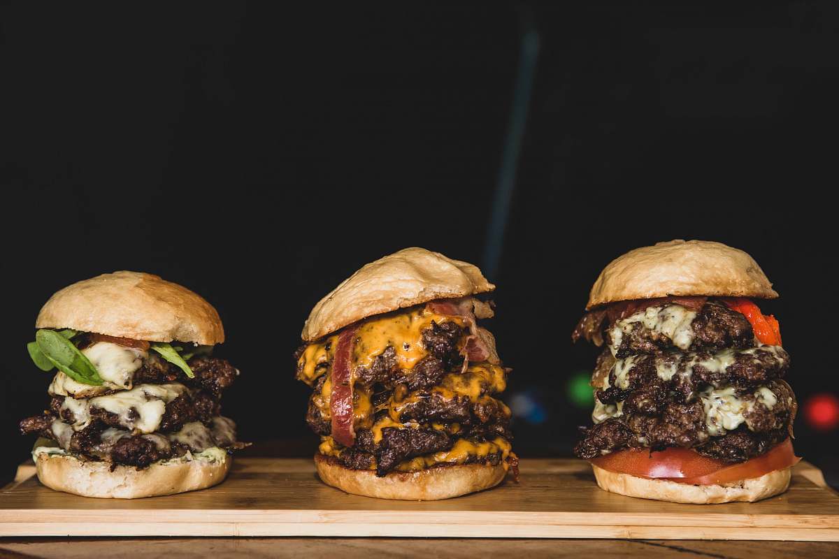 burger three burgers brown