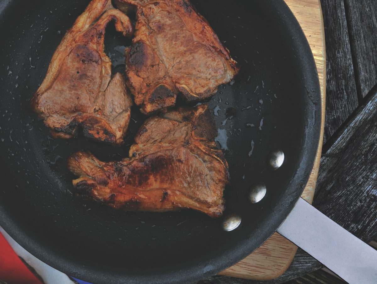 bbq three fried meats on cast iron skillet cheshire