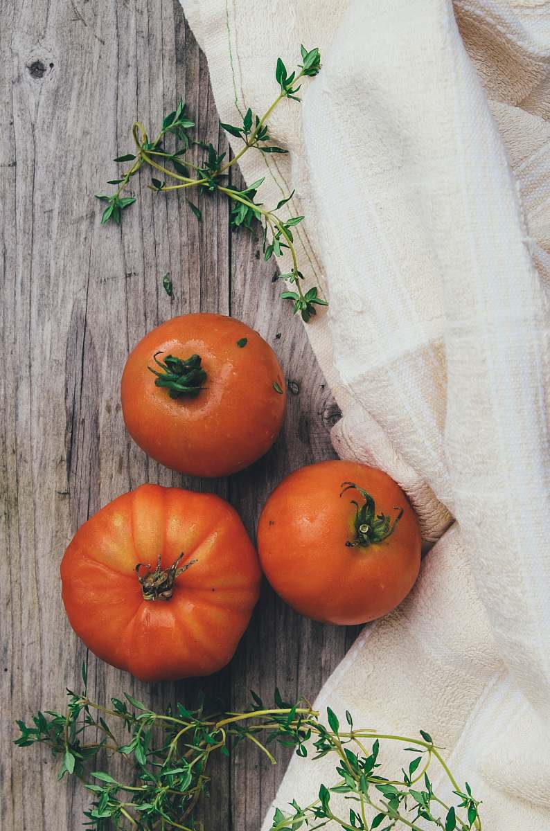 plant three orange tomato fruits produce